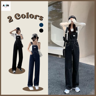 พร้อมส่ง✨📷2 colors jumpsuit เอี๊ยมกางเกง เอี๊ยมกางเกงขายาว เอี๊ยมสีดำ เสื้อผ้าสไตล์เกาหลี