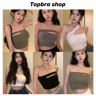 Topbre_Shop เสื้อครอป เกาะอก เสื้อเกาะอกสีพื้น มีฟองน้ำในตัว บราสายเดี่ยว บราแฟชั่น CDB260