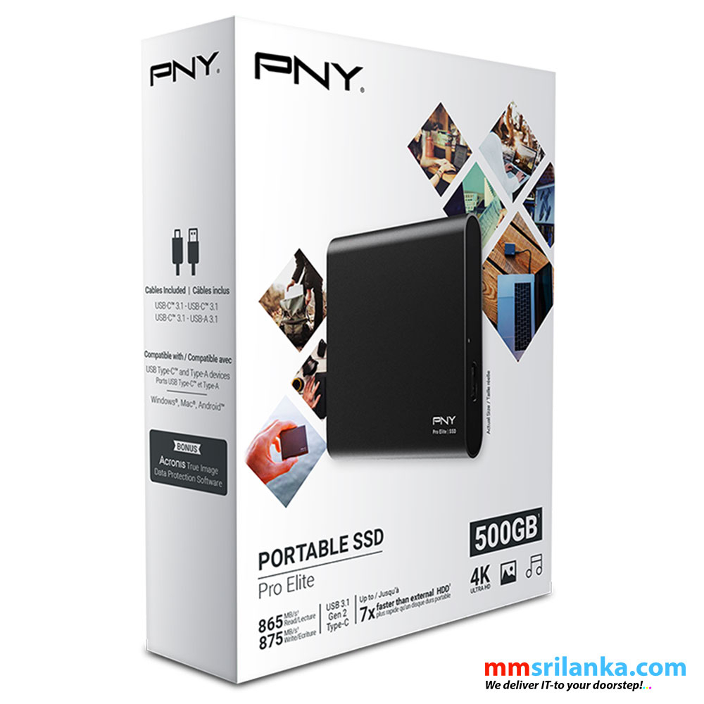 PNY SSD,PROELITE,500G,USB3.1,TYPE C,G2,RB