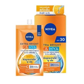 nivea extra bright C and Hya นีเวีย เอ็กตร้าไบร์ท ซีและไฮยา (ขายยกกล่อง6ซอง)7มล./ซอง