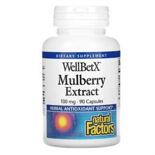 สารสกัดมัลเบอรี่ Natural Factors, WellBetX, Mulberry Extract, 100 mg, 90 Capsules