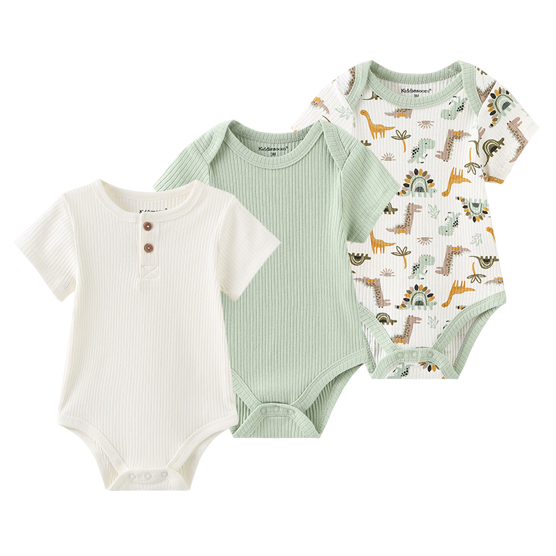 ในสต็อก kiddiezoom 3pcs ทารกแรกเกิดการ์ตูนผ้าฝ้ายเด็กสาวน่ารักบอดี้สูทเสื้อผ้าเด็กนุ่ม