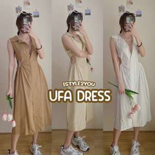 D064 : UFA DRESS เดรสเชิ้ตแขนกุดคอวีลึก