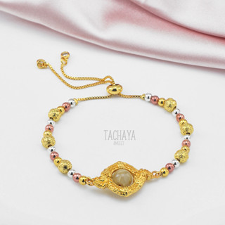 tachaya Amulet สร้อยข้อมือสามกษัตริย์นาคบ่วงบาศหินไหมทอง รูดได้