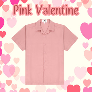 S1: Pink Valentine เสื้อเชิ้ตเกาหลี แขนสั้นสีพื้นสีชมพู ใส่ได้ทั้งชายและหญิง ต้อนรับวันวาเลนไทน์ ใส่เดี่ยวหรือใส่เป็นคู่