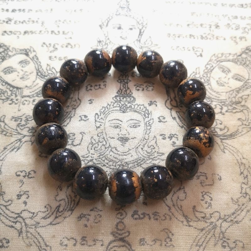 สร้อยประคำ​ สร้อยข้อมือ​ หยกดำ​ สมเด็จโต​ พรม​รังษี​ รักษ์​ทอง​ หลวงปู่โต​ วัดระฆัง​ กรุวังหน้า​ วัดพระแก้ว​ เม็ด​ 13​ม