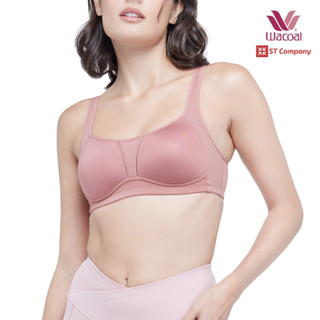 บราออกกำลังกาย Sport Bra สีแดงอมส้ม รุ่น WR1491 ไม่มีโครง ฟองบาง เสื้อใน ชุดชั้นใน วาโก้ Exercise บรา ออกกำลังกาย Wacoal