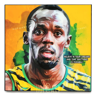 Usain Bolt ยูเซน โบลต์ นักวิ่ง นักกรีฑา รูปภาพ​ติด​ผนัง​ pop art ฟุตบอล​ กรอบรูป​​ ของขวัญ รูปภาพ​ แต่งบ้าน