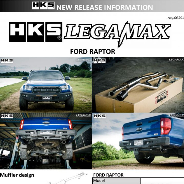 ท่อ HKS ตรงรุ่น Ford Rapter 2.0 ท่อเดี่ยว ปลาย Carbon
