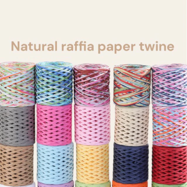 Natural raffia paper twine | เชือกกระดาษจากใยปาล์ม สำหรับตกแต่ง art&craft ม้วนละ 200 เมตร