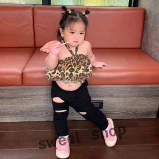 ชุดลูกสาว แฟชั่นเด็กผู้หญิง เสื้อลายเสือ+เลคกิ้ง ขายดีมากกกก