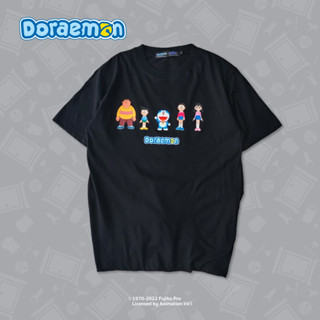 เสื้อยืด Doraemon โดราเอมอน ลิขสิทธิ์แท้ ลายโดราเอมอนยกก๊วนผองเพื่อน