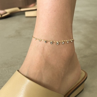 whisper.ring - Milena Anklet กำไลข้อเท้า จี้เพชร เสตนเลสชุบทองคำ 14k ปรับไซส์ได้