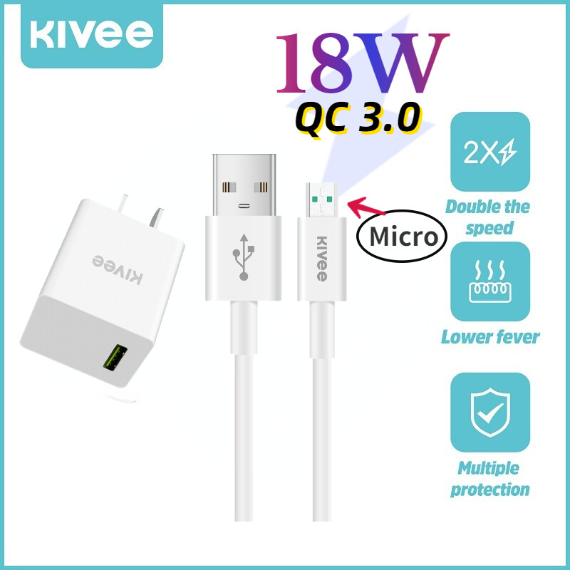KIVEE หัวชาร์จ 22.5W ชุดชาร์จเร็ว QC3.0 หัวชาร์จเร็ว  Adapter หัวชาร์จ usb fast charger Set Mirco 5A