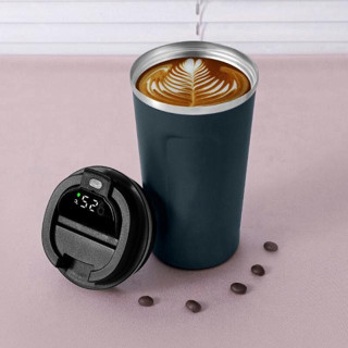 แก้วกาแฟพกพา ใส่ร้อน-เย็น บอกอุณหภูมิได้ coffee mug temperature gauge แก้วกาแฟสแตนเลสฝาล็อคมีตัวเลขบอกอุณหภูมิที่ฝา