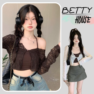 Betty House🎀เซทเสื้อคลุมซีทรู+สายเดี่ยวคล้องคอ💕ทรงสวย ใส่สบายมากค่า โทนสีดีงามน่ารักเซ็กซี่เบาๆ🌟พร้อมส่ง 💥พร้อมส่งจากกทม มาถึงใน 3-5 วัน