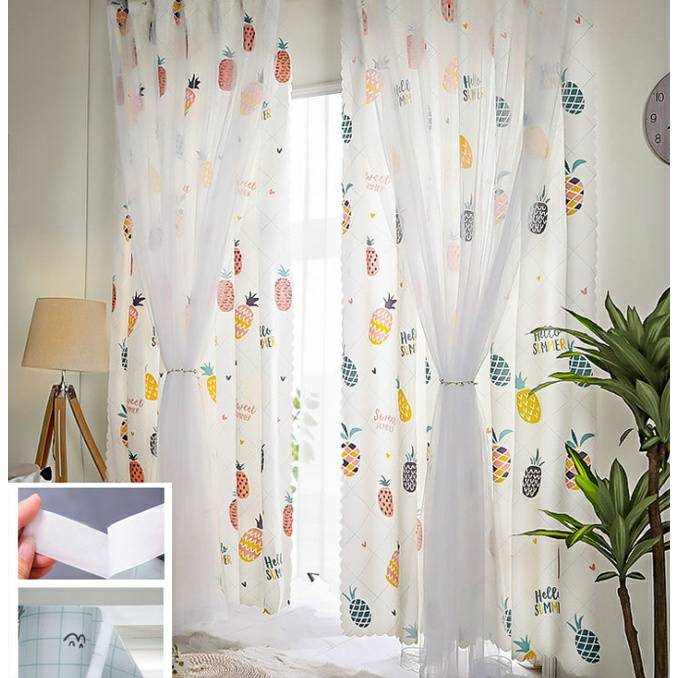 พร้อมส่ง ผ้าม่านหน้าต่าง ประตู 2 ชั้น ทึบแสง โปร่งแสง ผ้าม่านตีนตุ๊กแกติด ราคาถูก