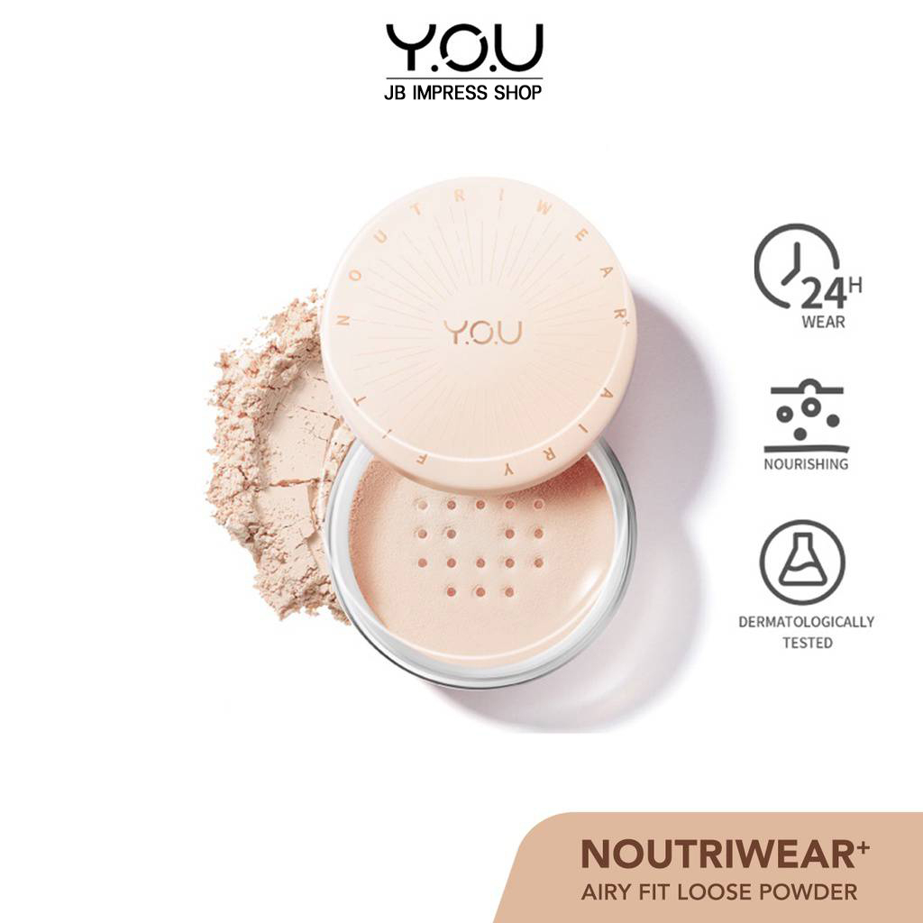 YOU NoutriWear+ Airy Fit Loose Powder 15g. แป้งฝุ่น สูตรบางเบา เครื่องสำอางติดทนนาน
