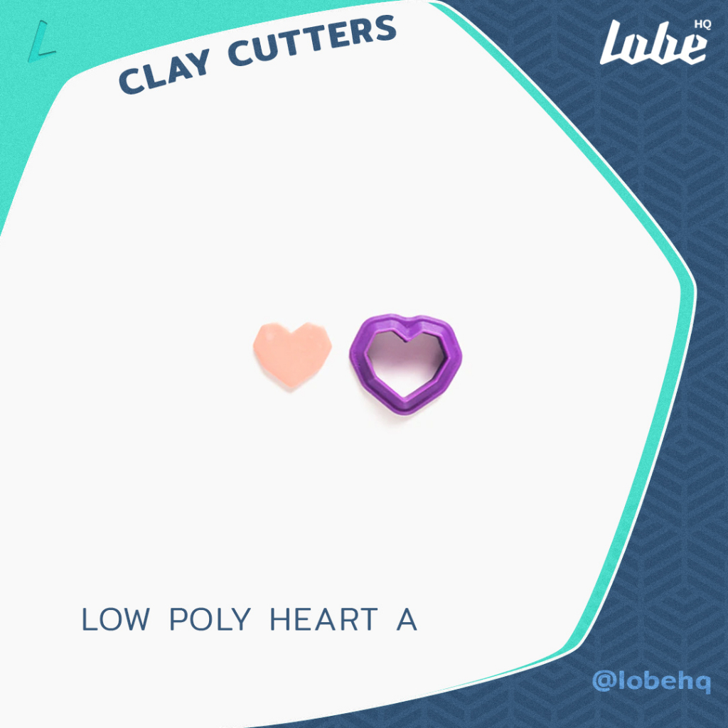 Lobehq Low Poly Heart Polymer Clay Cutter/ แม่พิมพ์กดดินโพลิเมอร์รูปทรงหัวใจโพลี