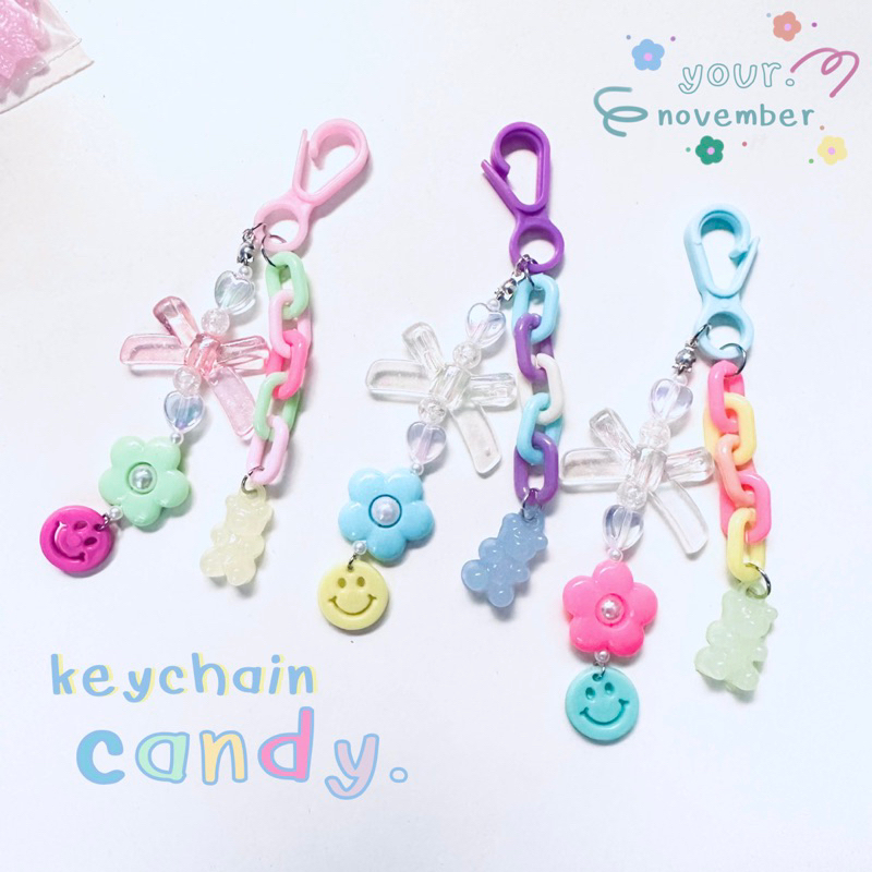 keychain, phone charm พวงกุญแจลูกปัด by.yournovember