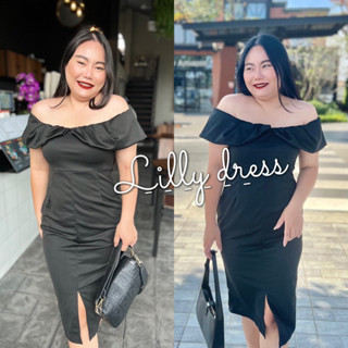 เดรสสาวอวบ เดรสปาดไหล่🖤Lilly dress🖤