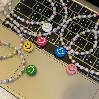 สร้อยลูกปัดจี้ดินปั้น | " Happy Happy" มี 6 สี ( made to order 3-5 days )