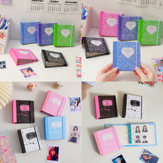 แฟ้มการ์ดเล่มเล็ก 3ห่วง ลายComposition book ,mini collectbook แฟ้มเก็บการ์ดมีสายรัด