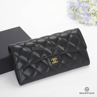 CHANEL SARAH CLASSIC LONG BLACK CAVIAR GHW