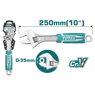 TOTAL กุญแจเลื่อนหุ้มยาง THT101106 ขนาด 10 นิ้วงานหนัก Adjustable Wrench