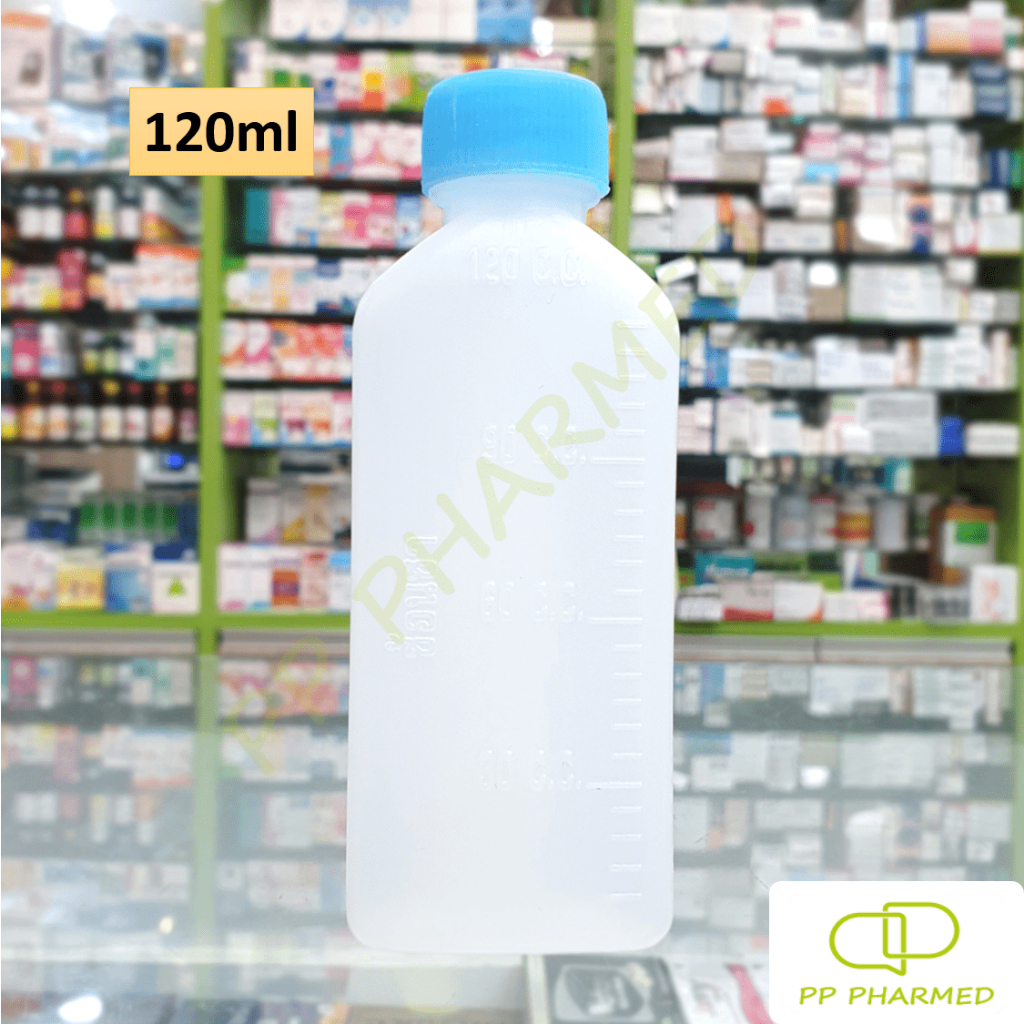 ขวดยา ขวดพลาสติก ทรงเหลี่ยม 120, 240cc แบบใบ