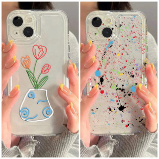 เคสไอโฟนใสแจกันดอกไม้/สาดสี i7-14promax (Case iphone) เคสมือถือ เคสน่ารัก เคสสีสันสดใส เคสใสสกีน เคสลายดอก