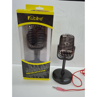 Microphone Kubite com3.5mm ไมค์วินเทจ รูปทรงรุ่นเก่า ไมค์เสียงดี ไมค์คอม ไมค์ต่อคอม ไมค์แจ็ค 3.5มิล สายยาว2 เมตร เสียงดี