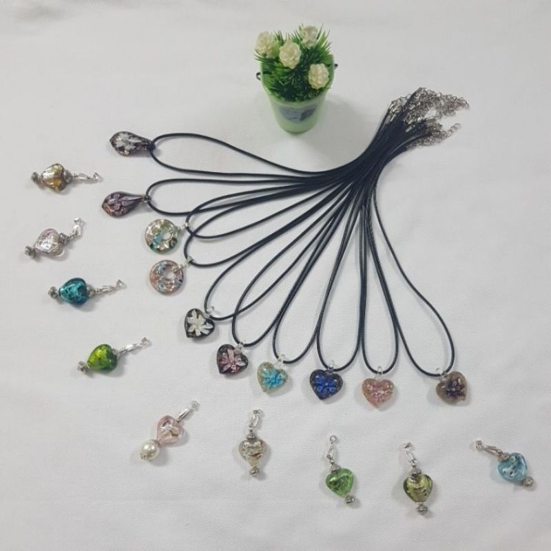 สร้อยคอหนังจี้แก้ว Murano ( Mini size)