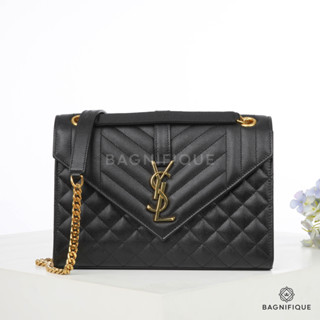 YSL ENVELOPE MEDIUM BLACK CAVIAR GHW