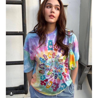 เสื้อยืด แขนสั้นคอกลม ผ้ามัดย้อมสีรุ้ง สกรีนลาย care bear ใส่น่ารักมาก งานผ้าเด้งใส่สบาย ขนาดFree Size อก42-44 ยาว25