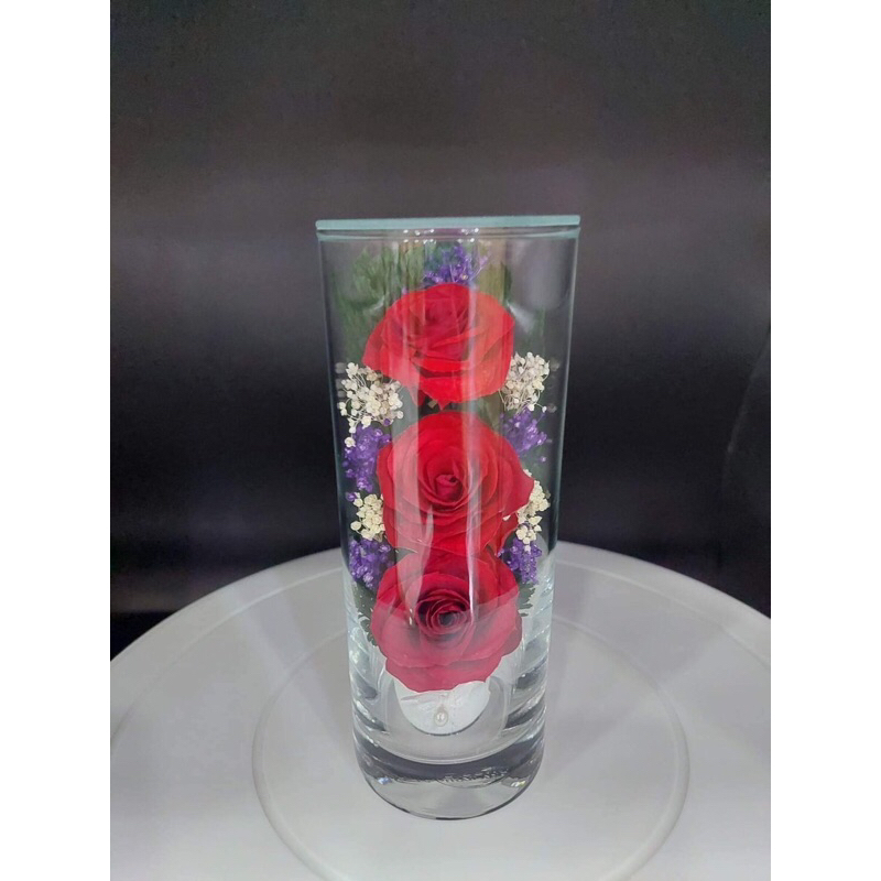 ดอกไม้อบแห้งในแก้ว Dried Flower in Glass SLR modelแก้วน้ำเล็ก
