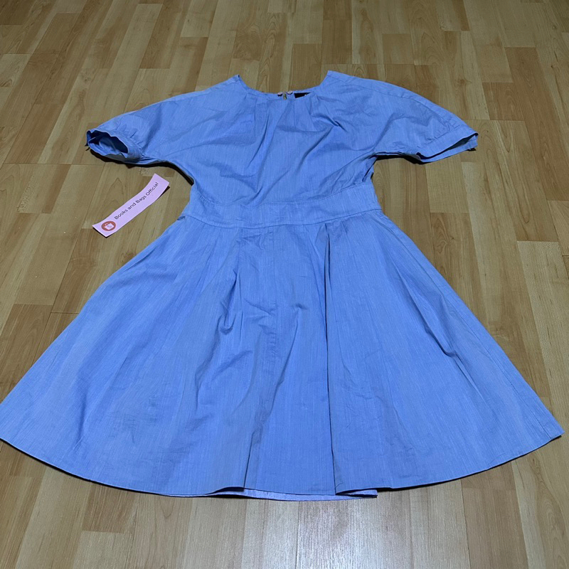 (Size S) Jill by Jill Stauart Dress เสื้อสั้น แขนตุ๊กตา กระโปรงจีบ สีฟ้า