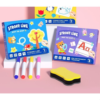 After kids ฝึกลากเส้นลบได้ Stroke Line 64 Pcs สมุดฝึกลากเส้น ฝึกก่อนเข้าเรียน ของเล่นเสริมพัฒนาการเด็ก 2 ขวบ+