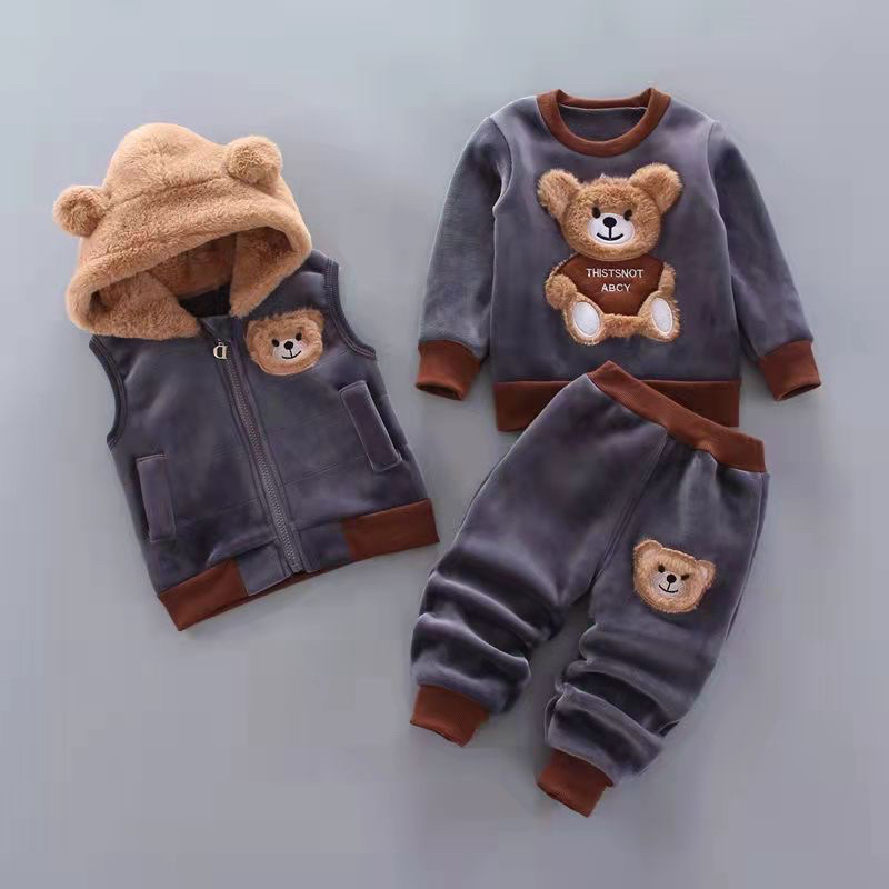 (888)พร้อมส่ง☃️🇹🇭❄️เสื้อกันหนาวเด็ก เซ็ต3 ชิ้น อายุ6เดือน-4ปี   เสื้อกันหนาวลายหมีน่ารักๆ