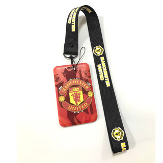 MAN U ที่ใส่บัตร ซองใส่บัตร ที่ใส่บัตร พร้อมสายคล้องคอ(2.5cm) ลาย แมน ยูไนเต็ด แดง สายดำ สำหรับบัตร 5.5x8.5cm  8118 SHOP