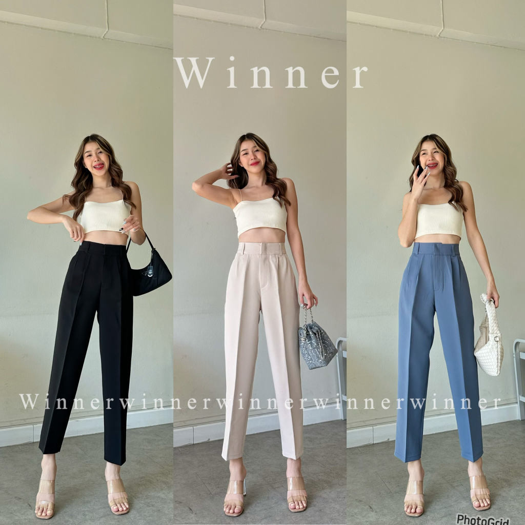 กางเกงขายาวทรงบอย 9 ส่วน ป้าย Winner ผ้าไอวี่ ยาว 38 นิ้ว #WIN-006