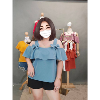 🔥Plussize🔥เสื้อคนอ้วน🔥  อกก่อนยืด 48 ยืดสุด 54 ความยาวเสื้อ 25