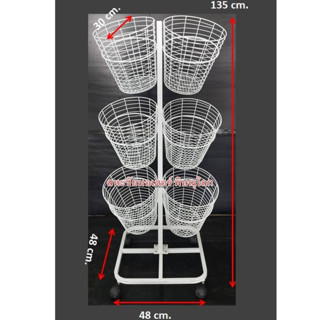 ชั้นตะกร้ากลม 3ชั้น 6 ใบ ขนาด 48×48×135cm. ใส่ดอกไม้ประดิษฐ์ กระดาษห่อของขวัญ สินค้าในร้านเครื่องเขียน และ ร้านกิ๊ฟชอป