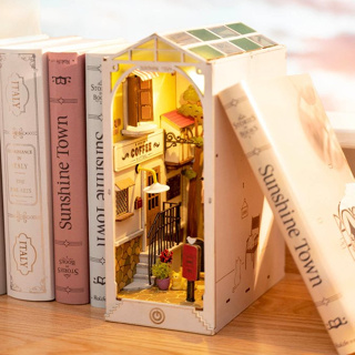 [พร้อมส่ง] กล่องคั่นหนังสือ Book Nook DIY ที่กั้นหนังสือไม้ ประกอบเอง มี 4 แบบ เปิดไฟได้ ตกแต่งชั้นหนังสือ Robotime