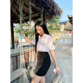 กระโปรงนักศึดษาทรงเอ ( ผ่าหลัง ) ความยาว16-24 ผ้ายืดฮานาโก๊ะ