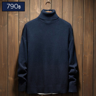 10329MM เสื้อไหมพรมนิตติ้งคอเต่า สีพื้นเรียบ ผ้านุ่มนิ่ม