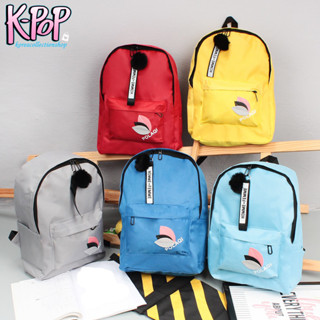 KOREA(KR603) กระเป๋าเป้สีสันสวยน่ารักมีปอมๆสุดคิววว์