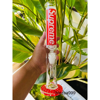 บ้องกัญชา🌿บ้องแก้ว🌿Bongลายsupreme🌿สินค้าขายดีสูง35cmปาก5.5cmฐาน9.5cm✅แก้วหนาลายสวย