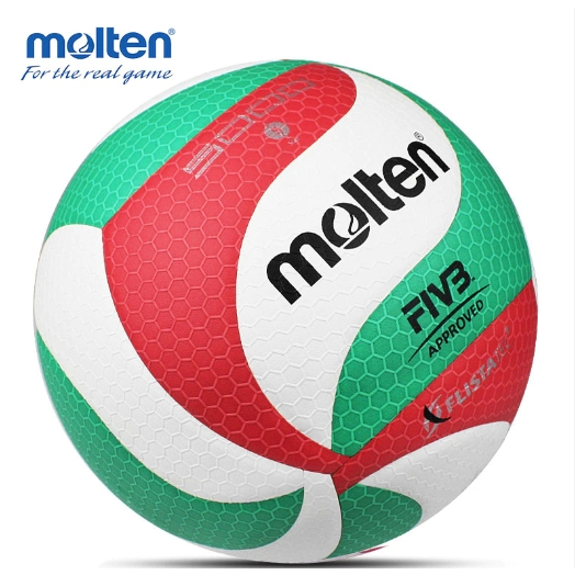 MOLTEN วอลเลย์บอลหนัง Volleyball PU th V5M5000 FIVB (1650) แถมฟรี ตาข่ายใส่ลูกฟุตบอล +เข็มสูบลม