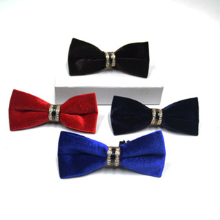 หูกระต่าย โบว์ไท โบว์ 12*6 cm Luxury Shining Bow Tie For Men Bowtie Rhinestone Collar Tie Crystal Super Cool Diamond